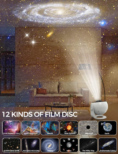 Disc Star Projector for Kids – 3D Galaxy Night Light with 360° Rotation, Adjustable Focus & Timer | USB Powered Night Lamp for Bedroom, Nursery, Home Theater (Corded Electric)