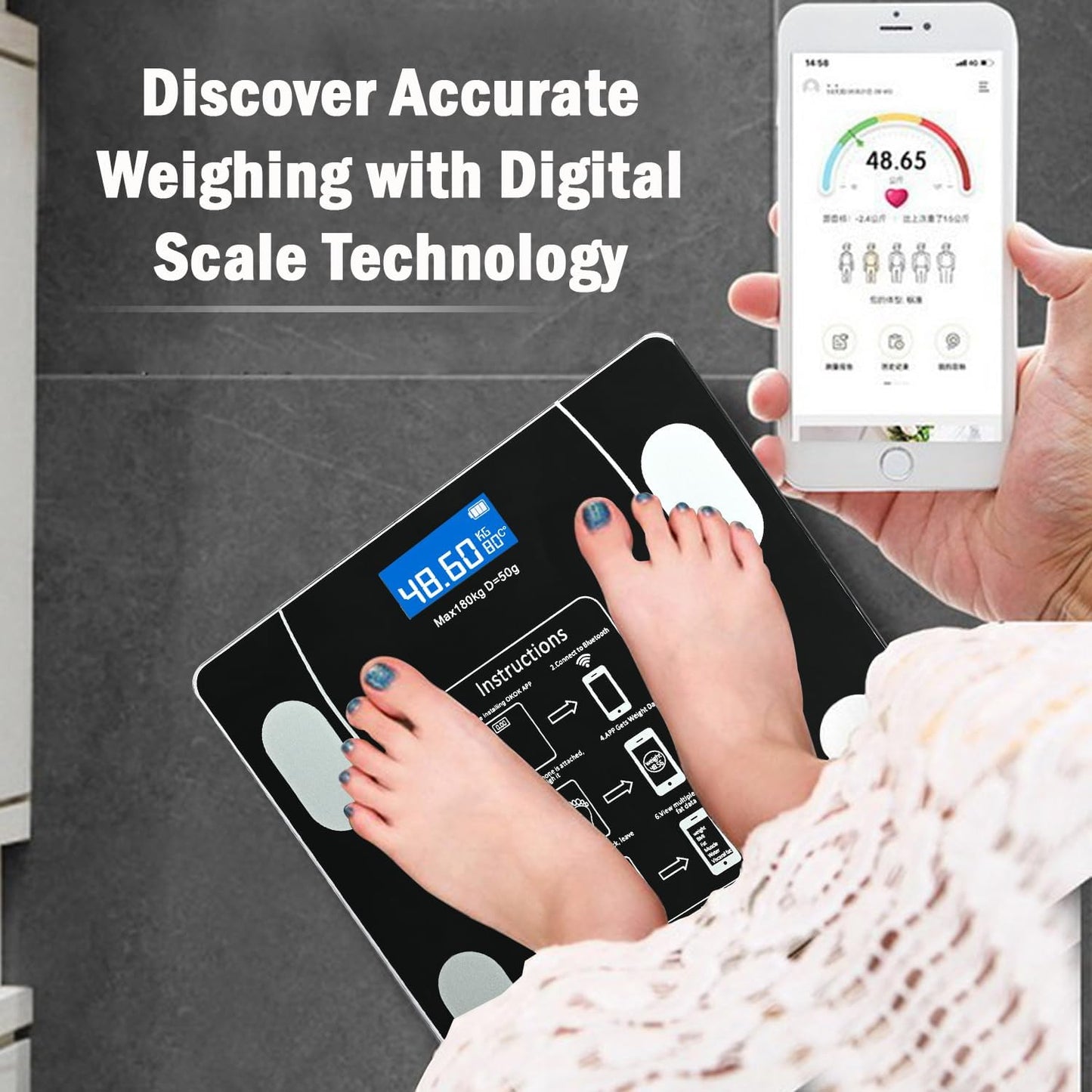 Smart Fitness Weighing Scale with Mobile App (Up to 180kg)