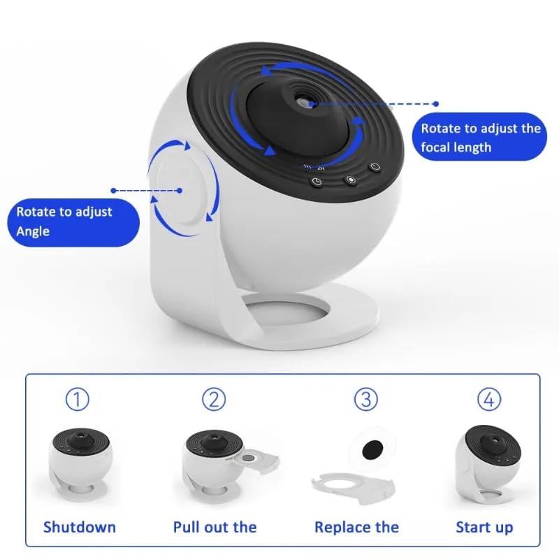 Disc Star Projector for Kids – 3D Galaxy Night Light with 360° Rotation, Adjustable Focus & Timer | USB Powered Night Lamp for Bedroom, Nursery, Home Theater (Corded Electric)