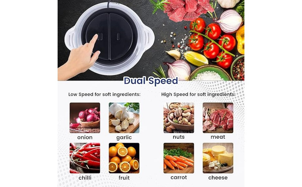 Electric Meat Grinder 2L Stainless Steel Electric Meat Chopper Food Processor Machine For Meat, Vegetables, Fruits and Nuts Fruit Mixer Nuts Grinder Blender Fillings Maker