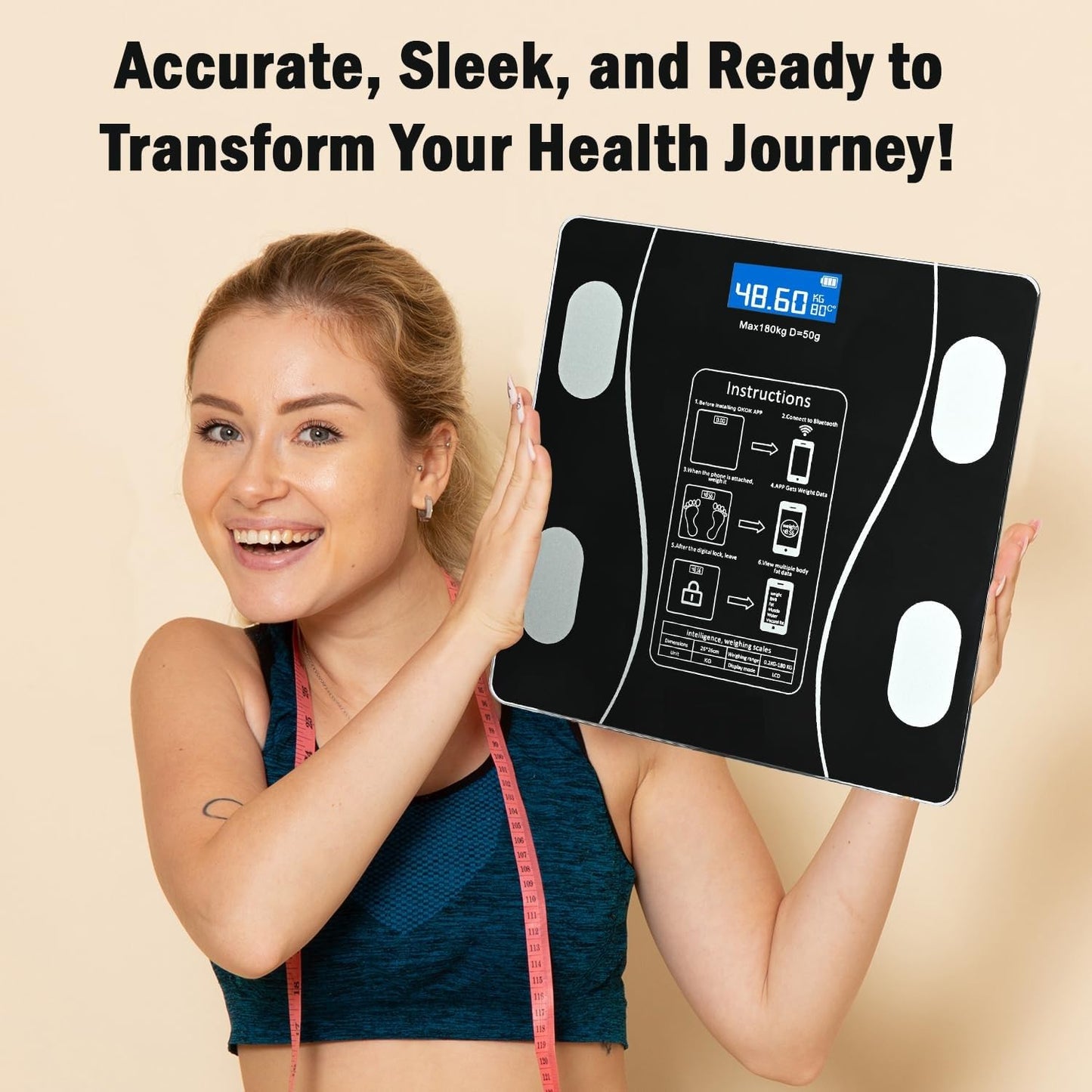 Smart Fitness Weighing Scale with Mobile App (Up to 180kg)