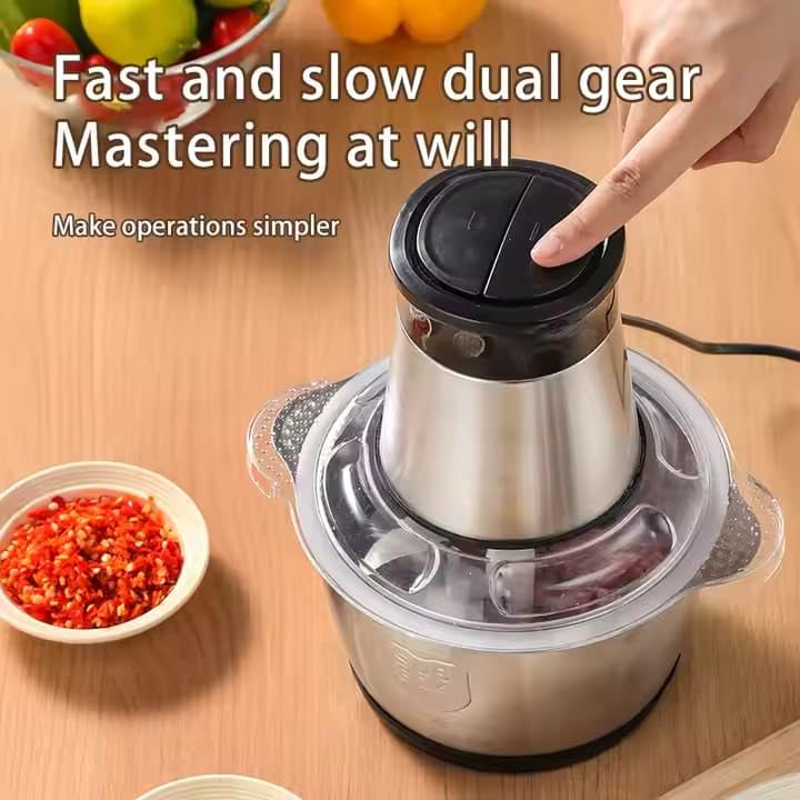 Electric Meat Grinder 2L Stainless Steel Electric Meat Chopper Food Processor Machine For Meat, Vegetables, Fruits and Nuts Fruit Mixer Nuts Grinder Blender Fillings Maker