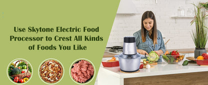 Electric Meat Grinder 2L Stainless Steel Electric Meat Chopper Food Processor Machine For Meat, Vegetables, Fruits and Nuts Fruit Mixer Nuts Grinder Blender Fillings Maker