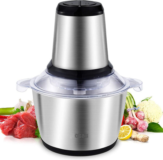 Electric Meat Grinder 2L Stainless Steel Electric Meat Chopper Food Processor Machine For Meat, Vegetables, Fruits and Nuts Fruit Mixer Nuts Grinder Blender Fillings Maker